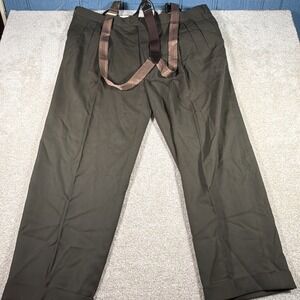 Paul Dione Wool Pants Suspenders Mens 46 (FITS 44 X 29) Green Dress Straight